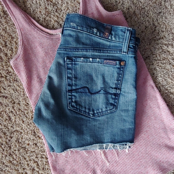 7 For All Mankind Pants - 7 for all mankind cut off distressed shorts
